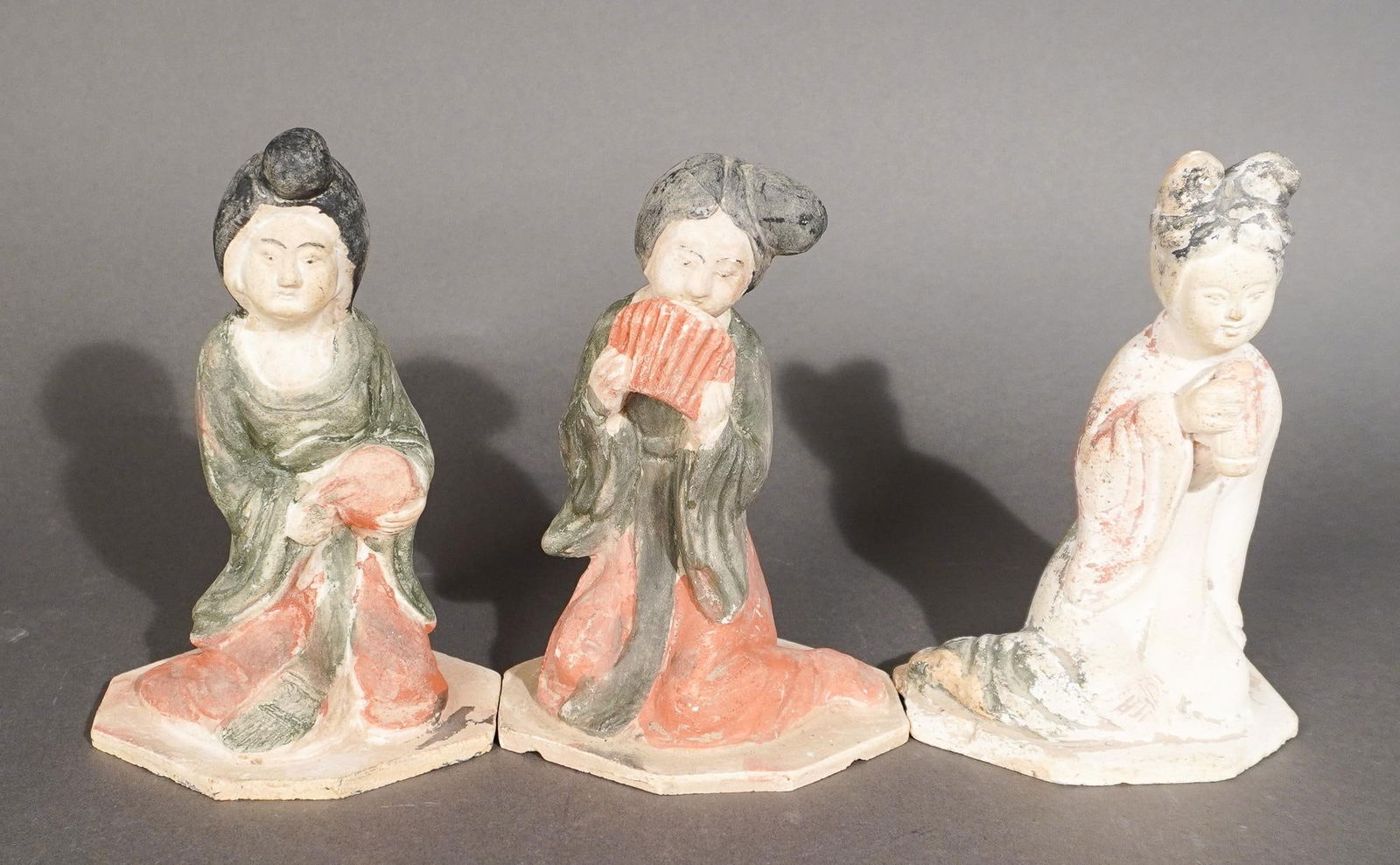 Three Chinese Pottery Figures, H Of Tallest: 8 1/4 In. (21 Cm.) (1 of 1)