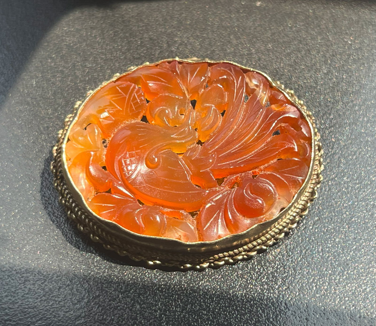 14K Gold Carnelian Brooch Pin (1 of 3)