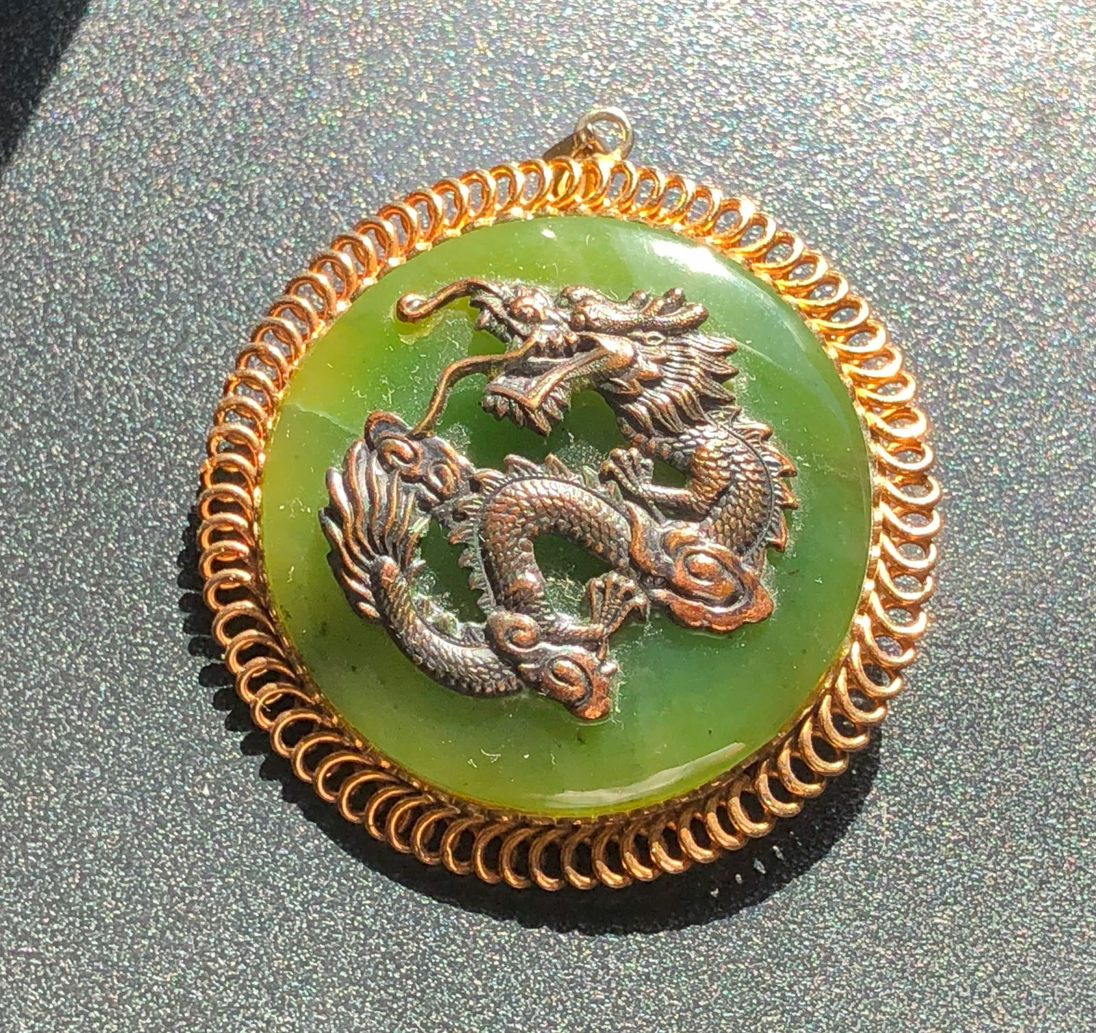 Vintage Green Jade Dragon Pendant/ Brooch (1 of 3)