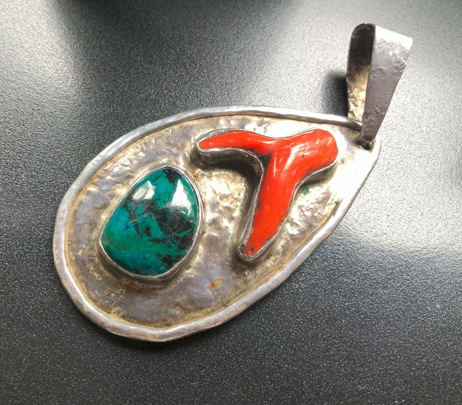 Vintage Designer JR Coral Silver Pendant: Vintage Designer JR Coral Silver Pendant, Size: 3.5", weight 29.1g