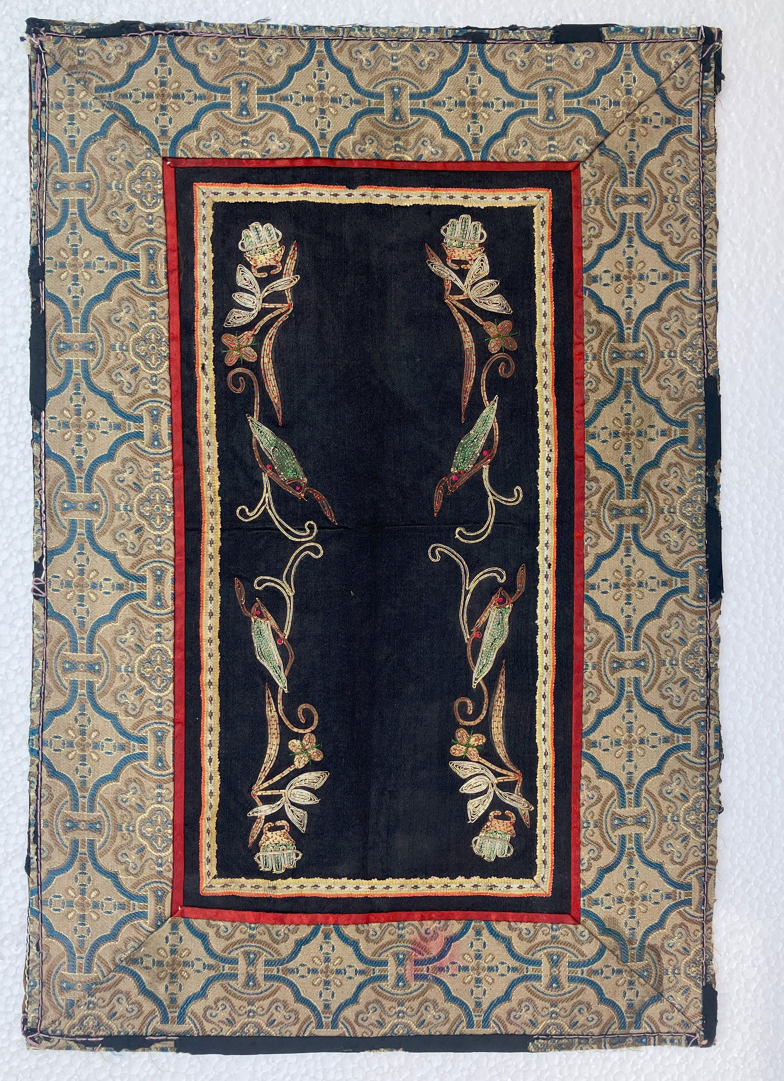 Vintage Embroidery Panel: Vintage Embroidery Panel, Diametyer: 12" x 8"