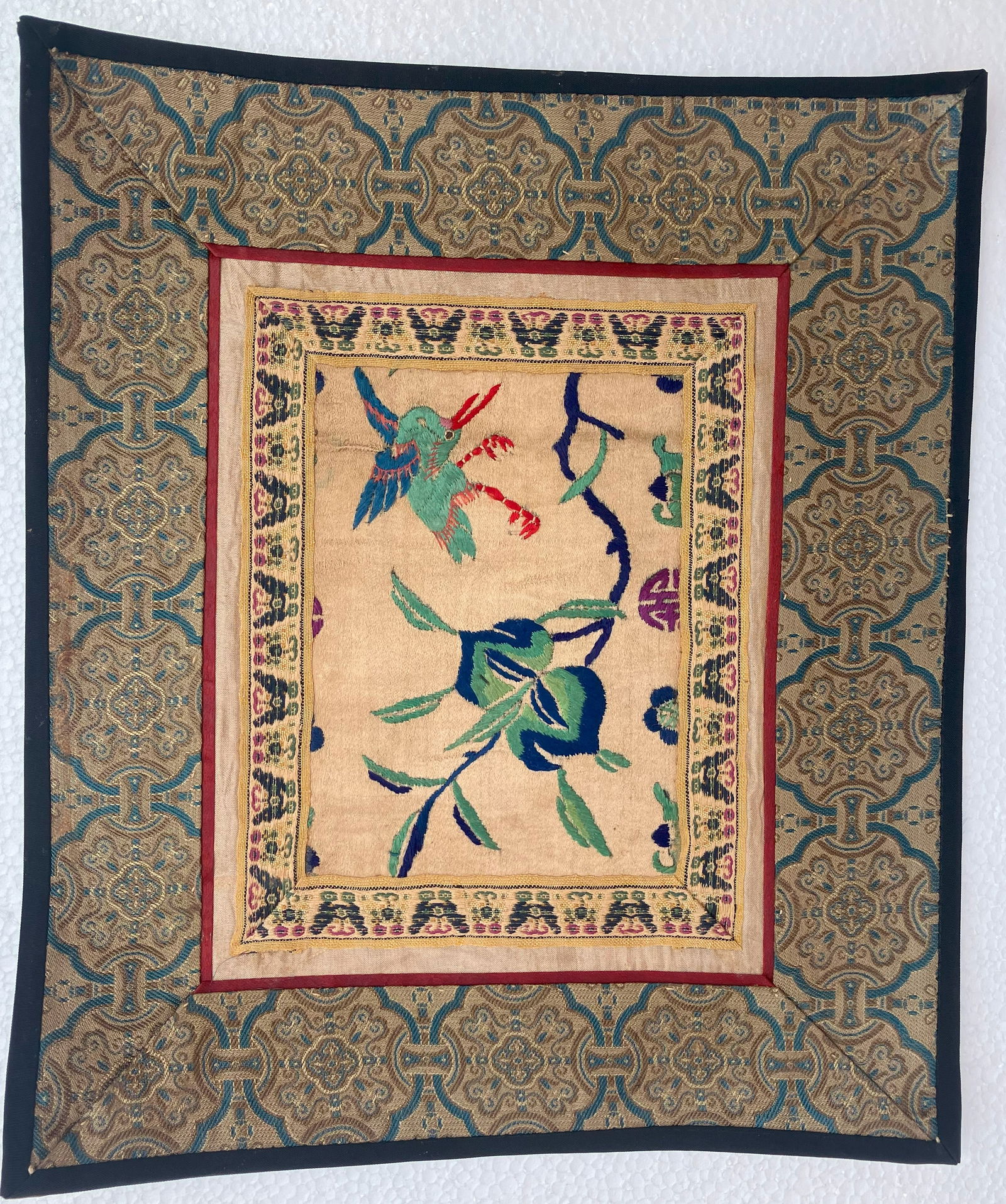 Vintage Embroidery Panel: Vintage Embroidery Panel, Diametyer: 11" x 12"
