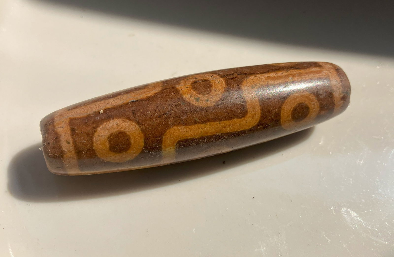 Antique Tibet Dzi Bead: Antique Tibet Dzi Bead, Size:2.75"