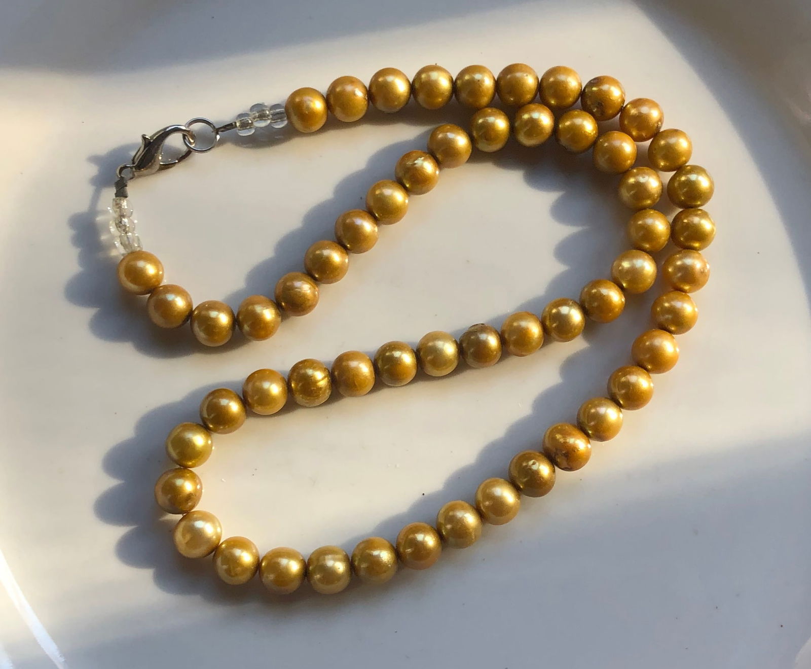 Natural Gold Pearl Necklace: Natural Gold Pearl Necklace, Length: 20"