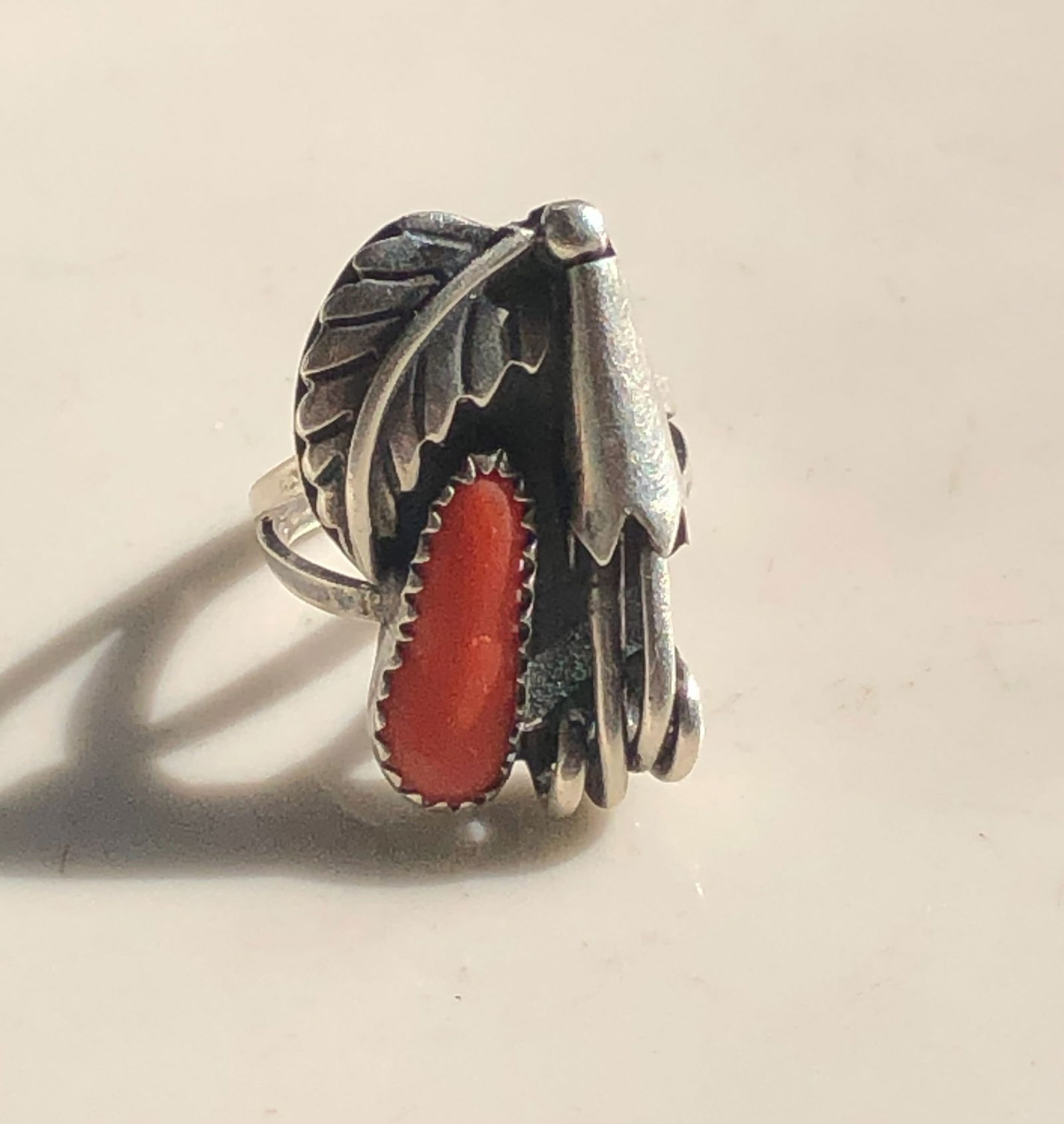 Vintage Coral Silver Ring (1 of 3)