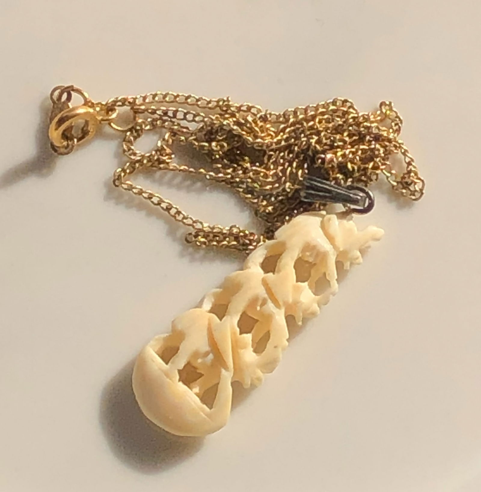 Carved Bone Pendant Gold Filled Necklace (1 of 3)
