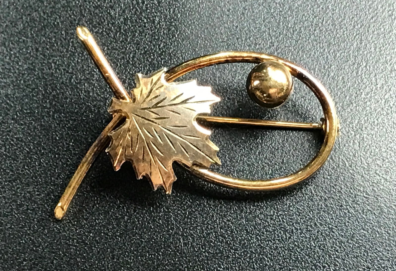 Silver leaf and ball brooch (1 of 6)