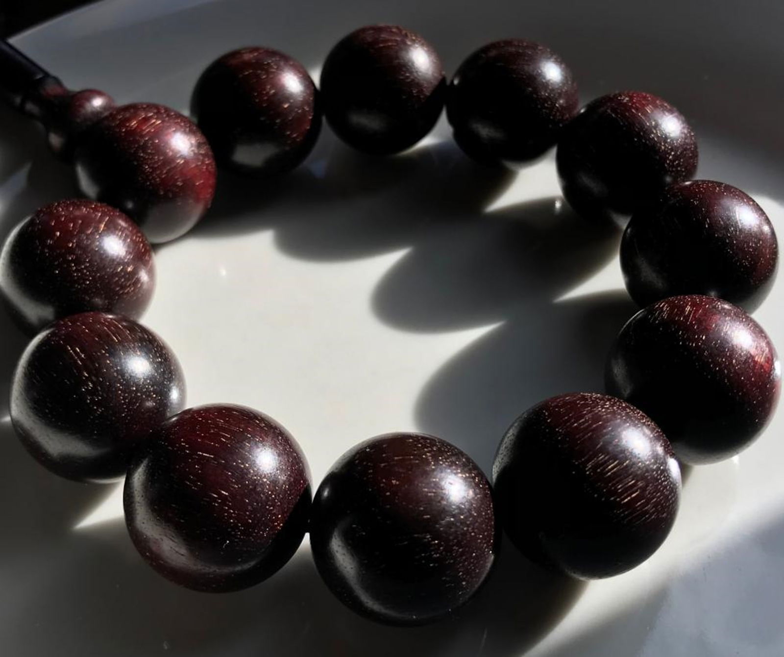 Antique Zi Tan Prayer Beads Bracelet, Size of each bead: 20mm (1 of 2)