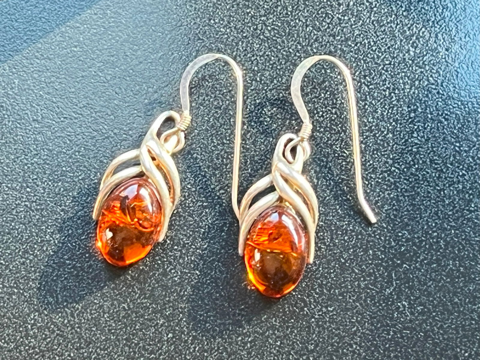 Pair of Silver Amber Earrings (1 of 5)