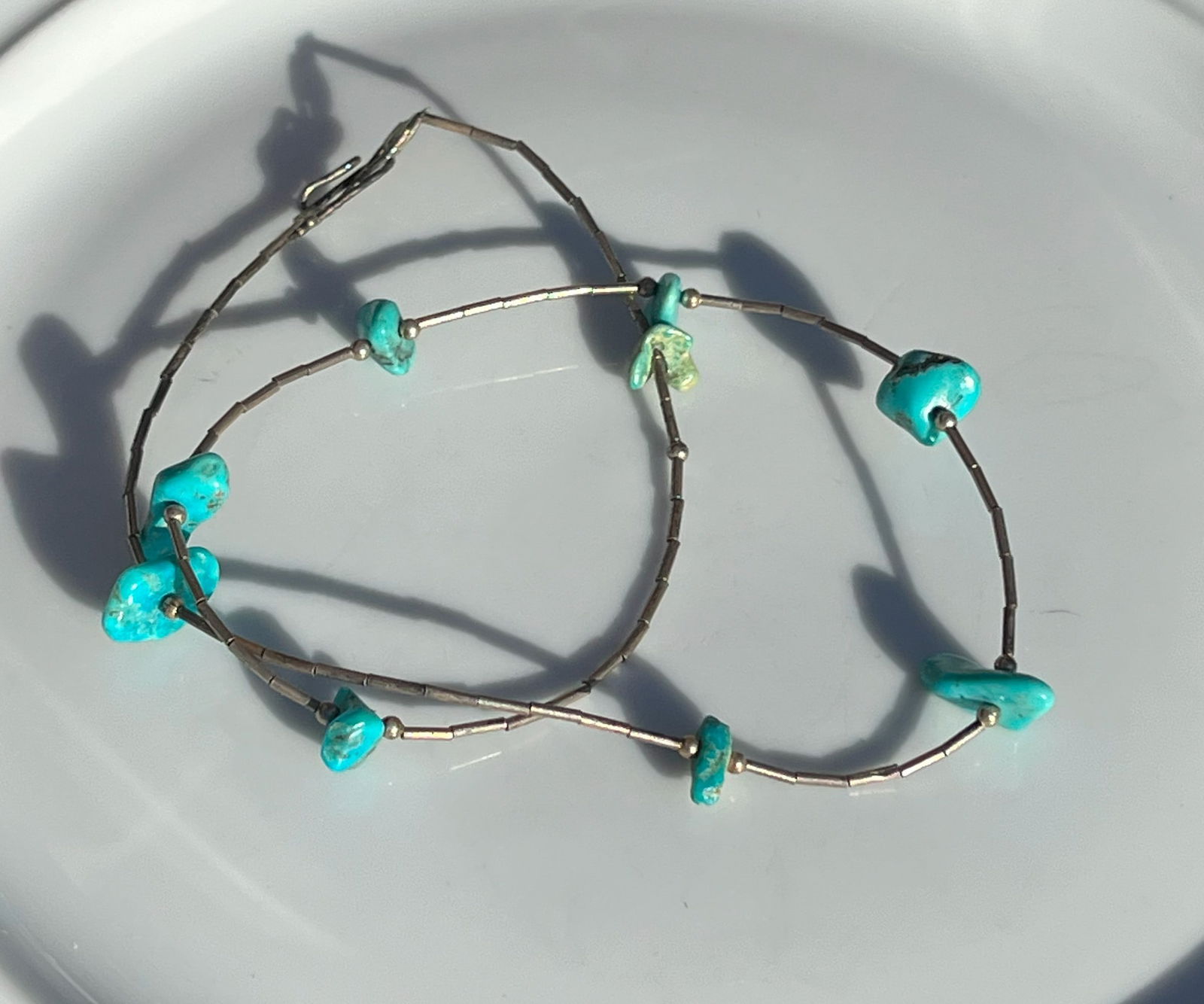 Vintage Silver Necklace with Turquoise Beads (1 of 3)