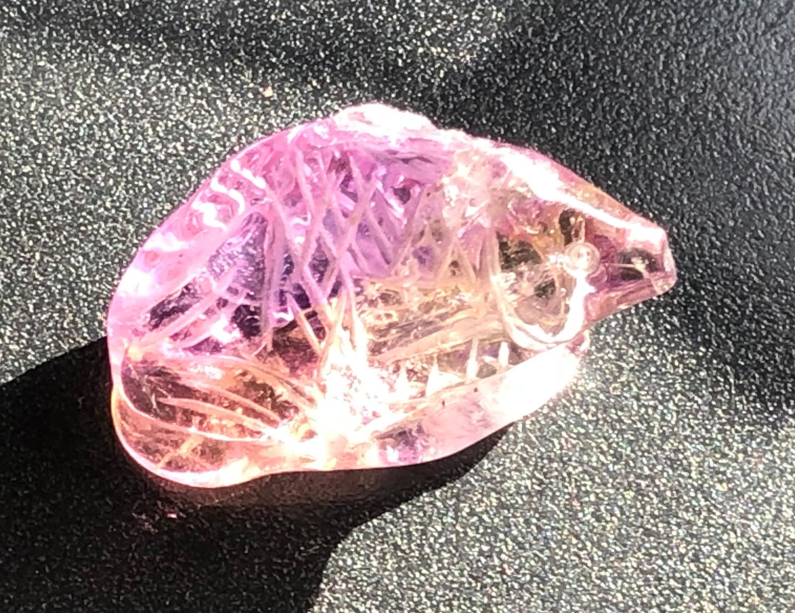 Vintage Ametrine Carved Fish: Vintage Ametrine Carved Fish, Size: 1"