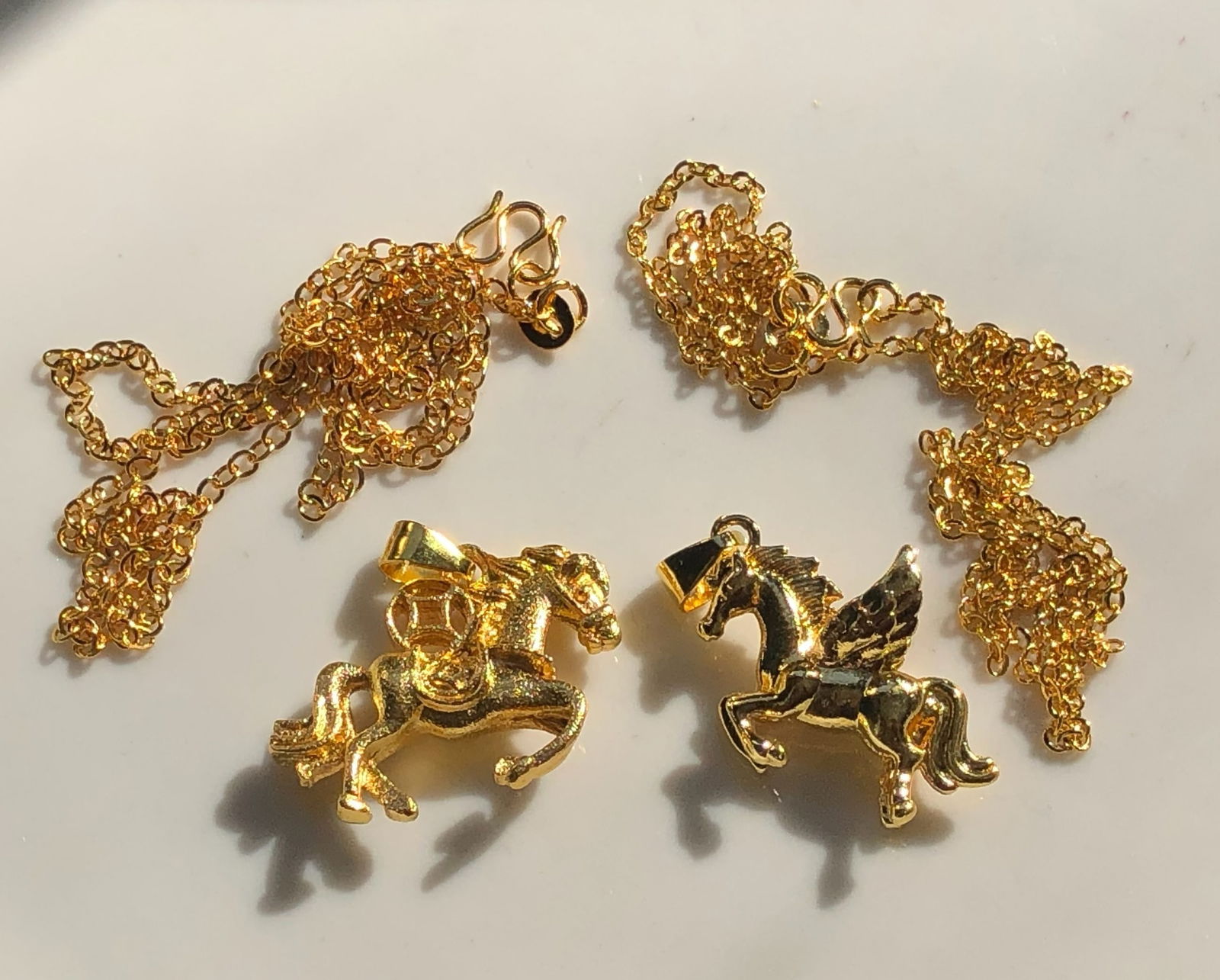 Two Gold Filled Horse Necklaces: Two Gold Filled Horse Necklaces