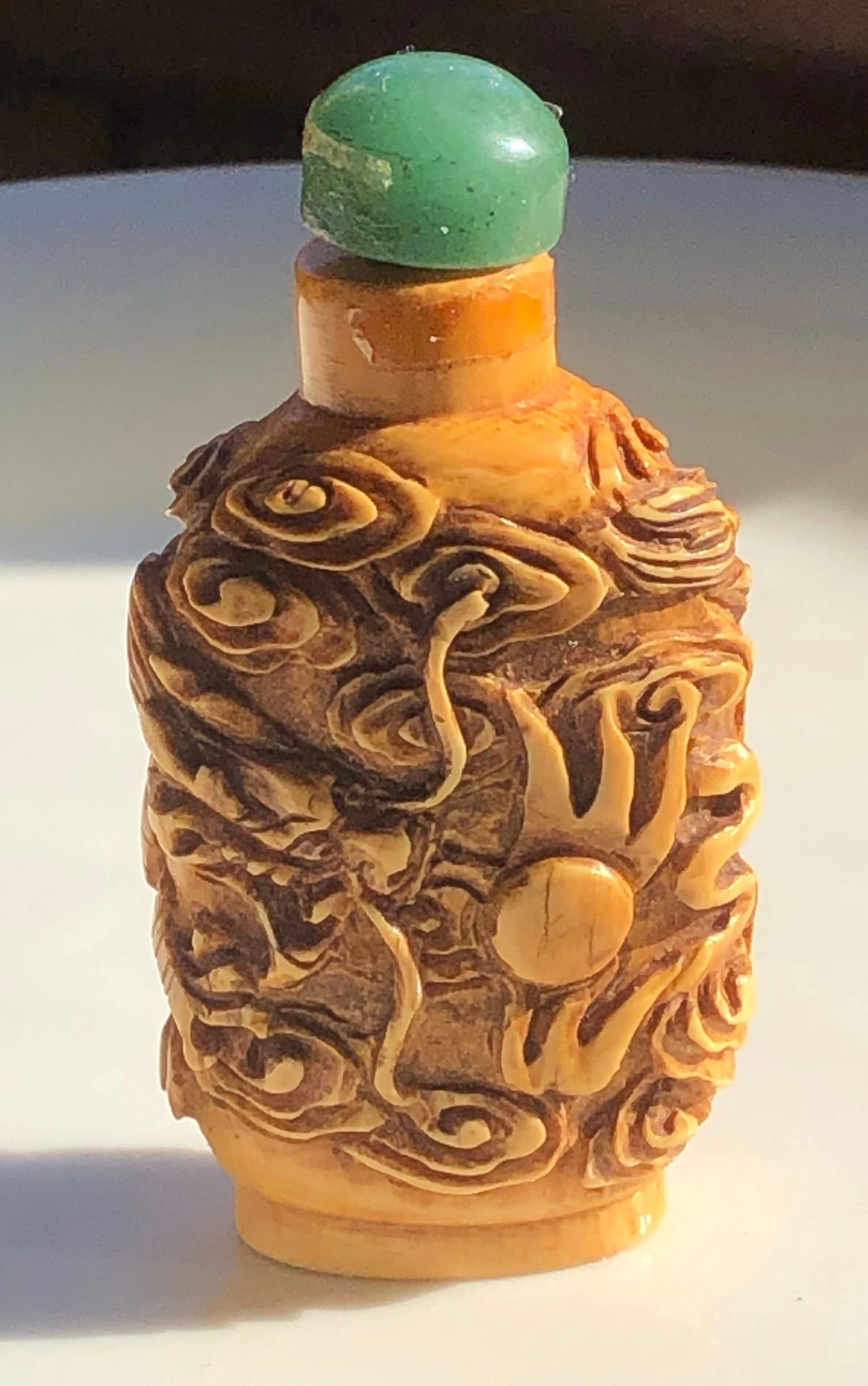 Antique Dragon Chasing Flaming Pearl Snuff Bottle Qian Long Period (1 of 5)