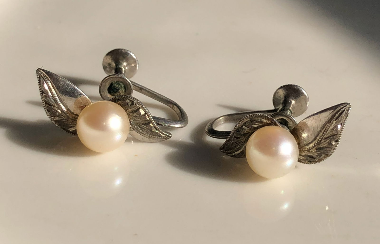 Pair of Silver Pearl Earrings (1 of 4)
