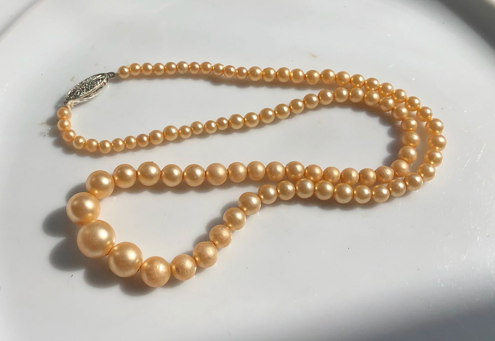 14K Gold Clasp Faux Pearl Necklace (1 of 2)