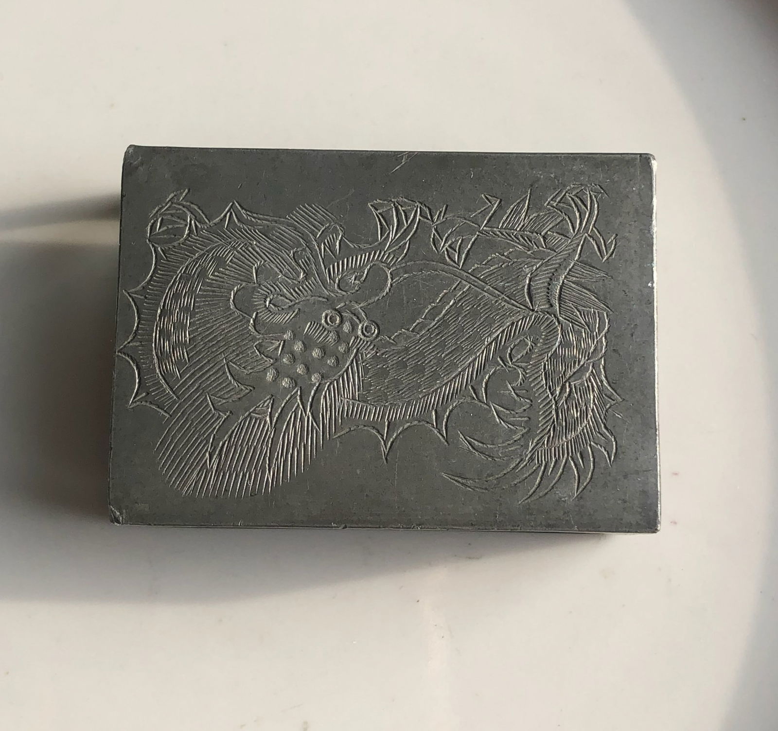 Vintage Pewter Mathe Box Holder: Vintage Pewter Mathe Box Holder