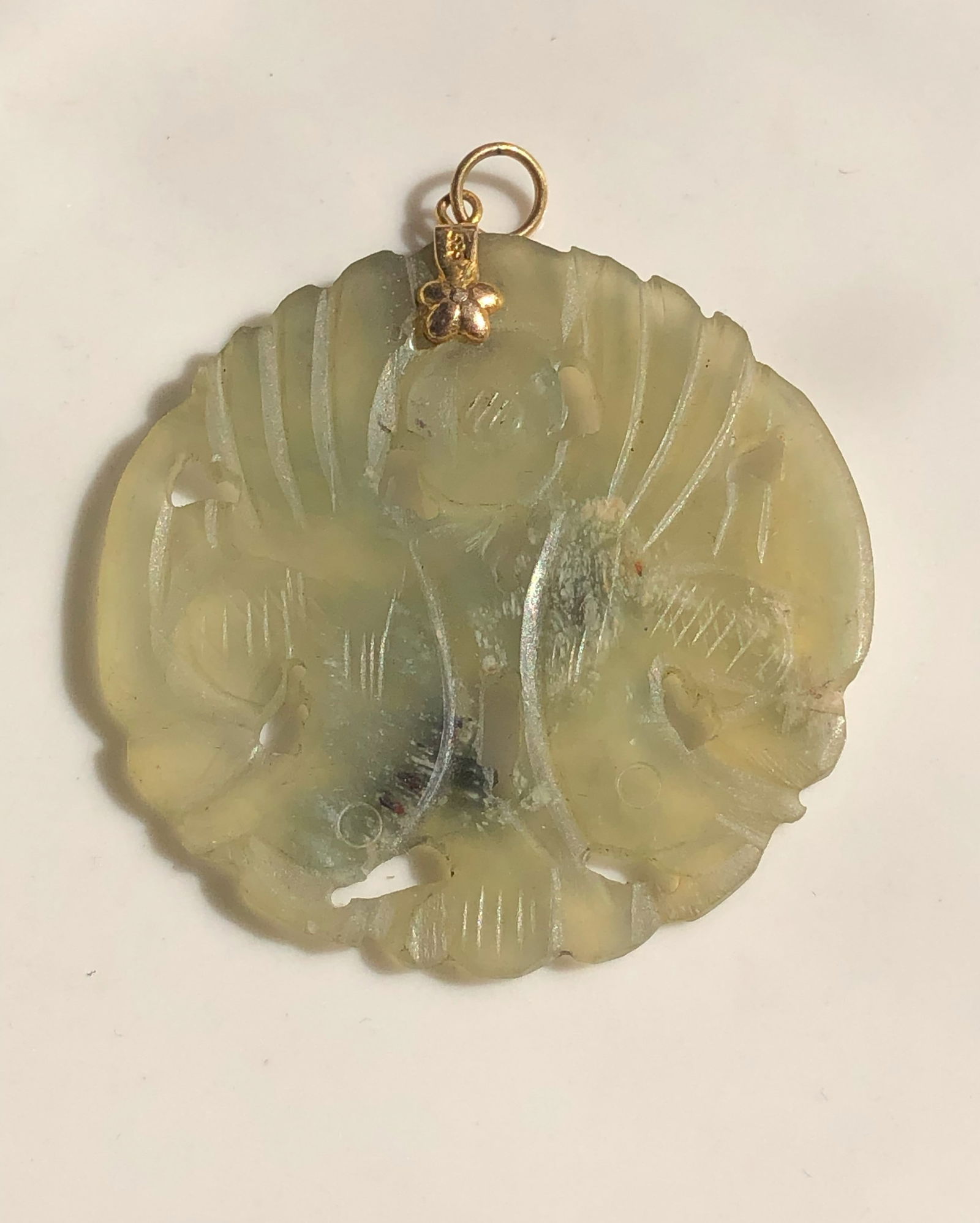 Vintage Jade Pendant 14K gold Bale (1 of 3)