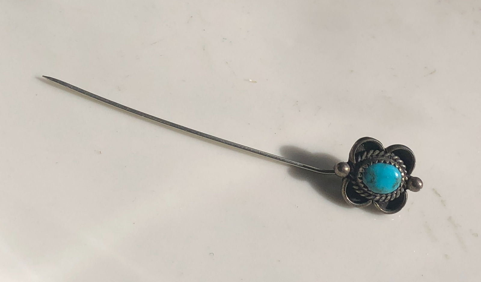 Vintage Turquoise Silver Pin: Vintage Turquoise Silver Pin