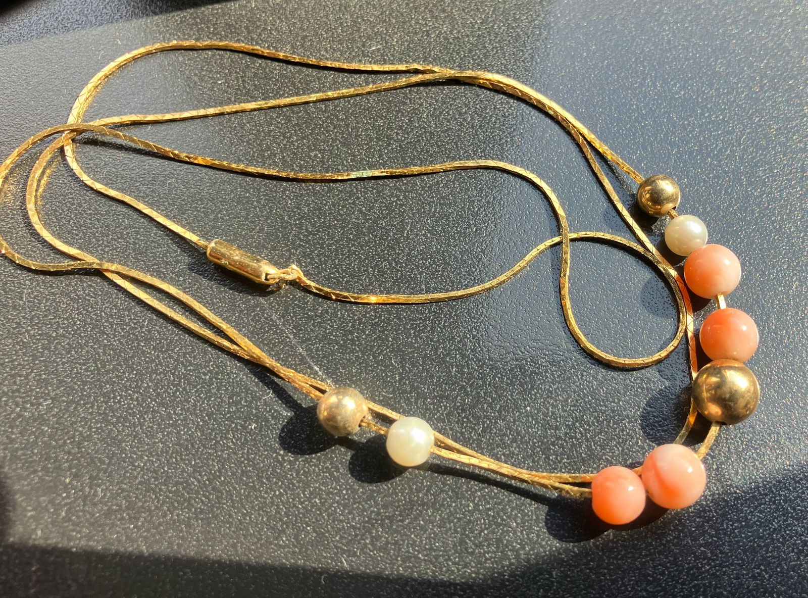 Gold Filled Coral Pearl Necklace: Gold Filled Coral Pearl Necklace