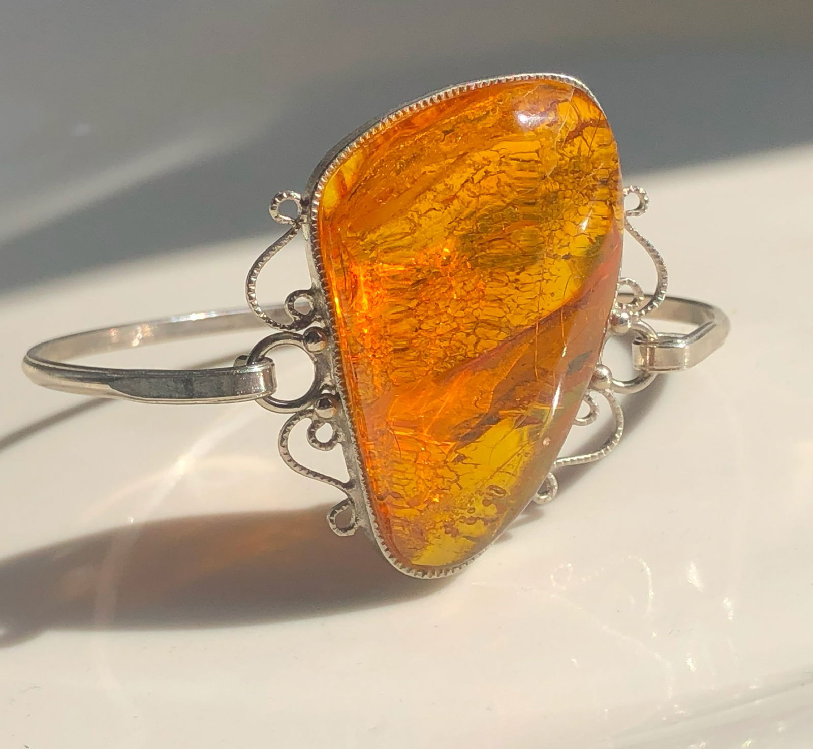 Vintage silver Amber Bracelet (1 of 4)