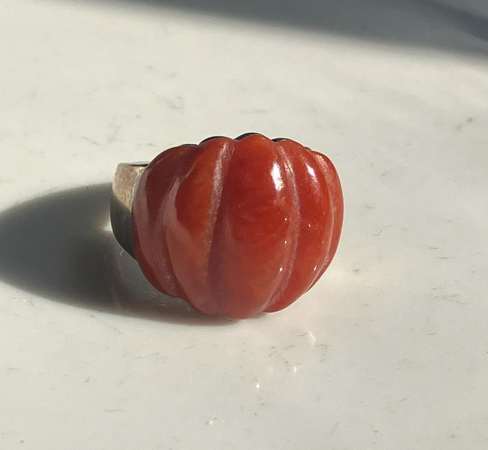 Vintage Red Jadeite Silver Ring: Vintage Red Jadeite Silver Ring, Size 6