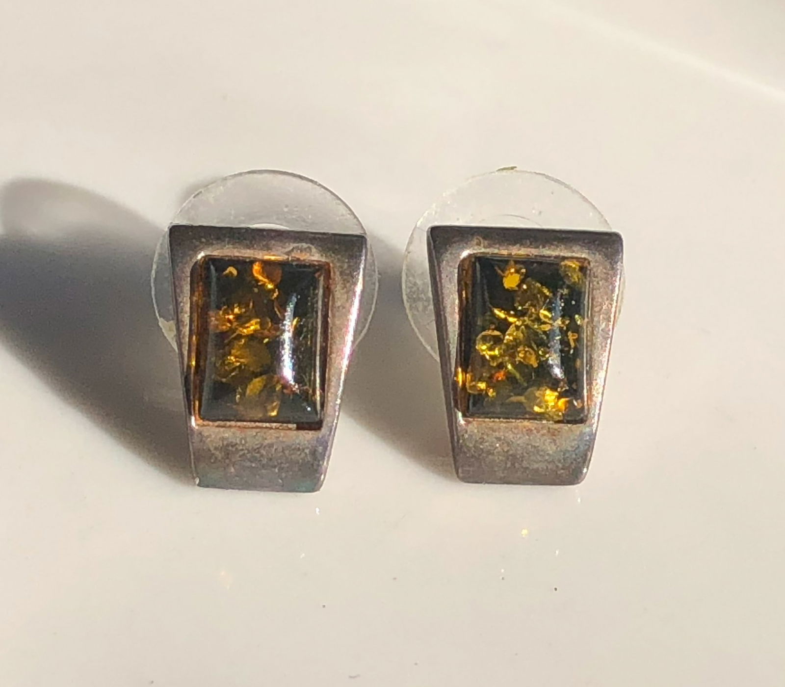 Pair of Silver Amber Earrings (1 of 4)