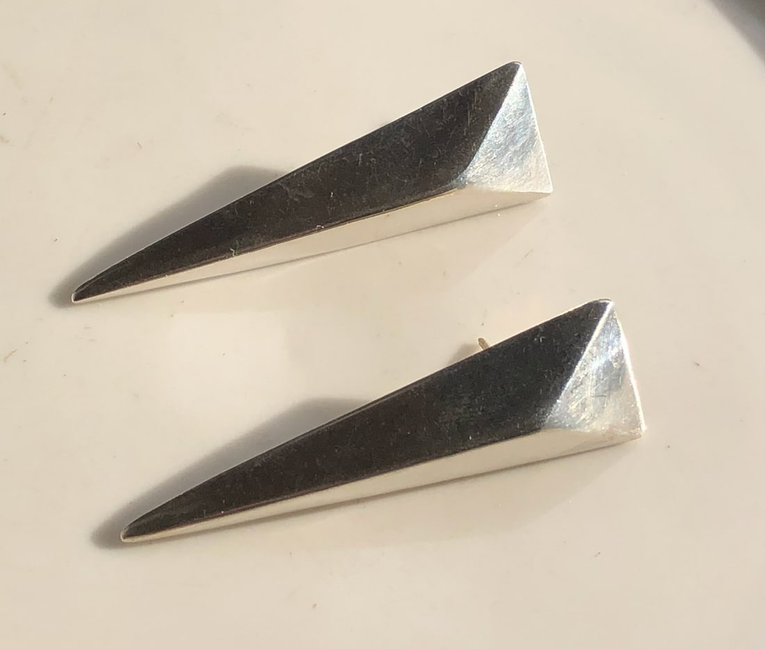 Silver Geometric Earrings - 4