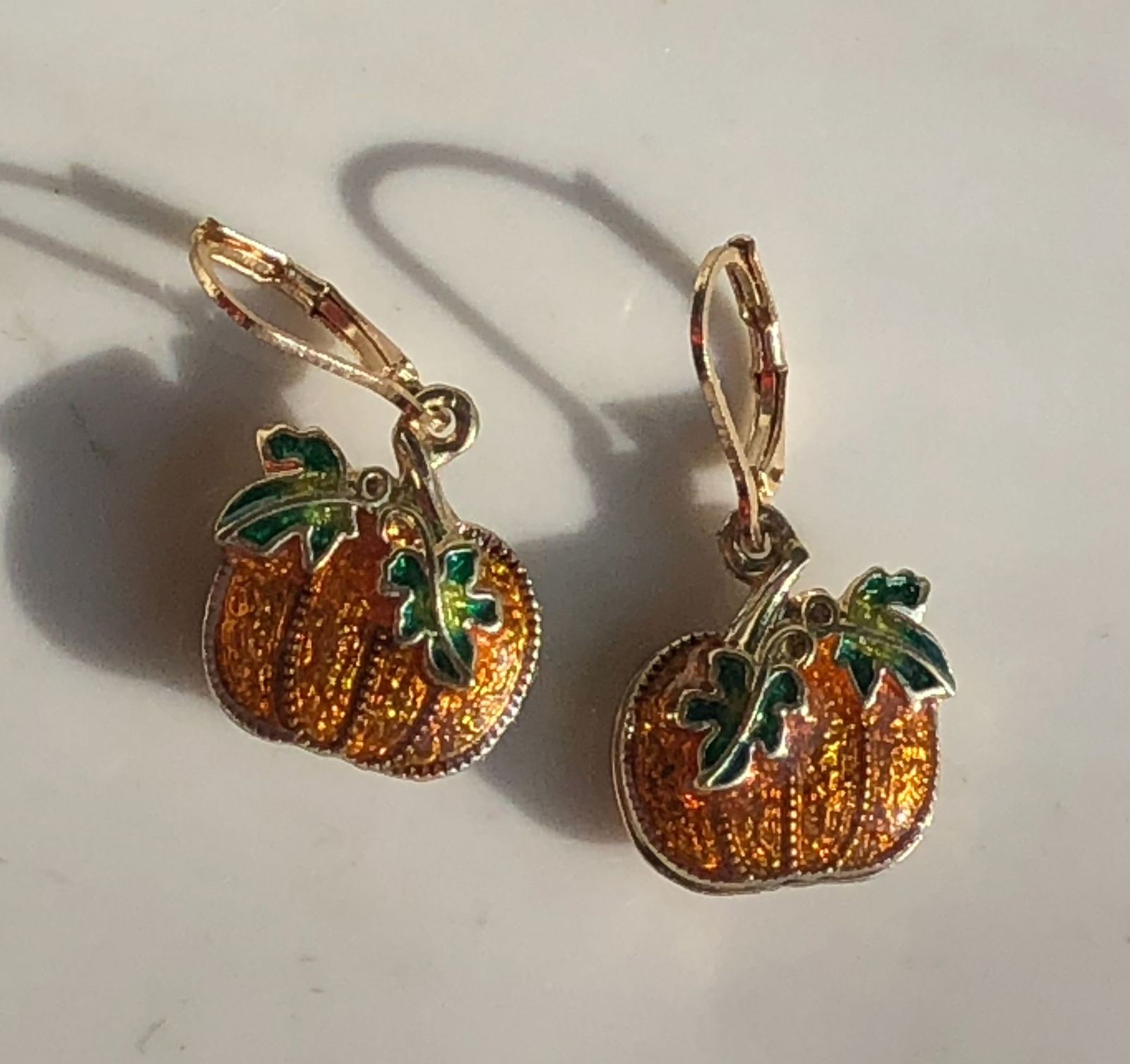 Pair of pumpin Enamel Earrings: Pair of pumpin Enamel Earrings
