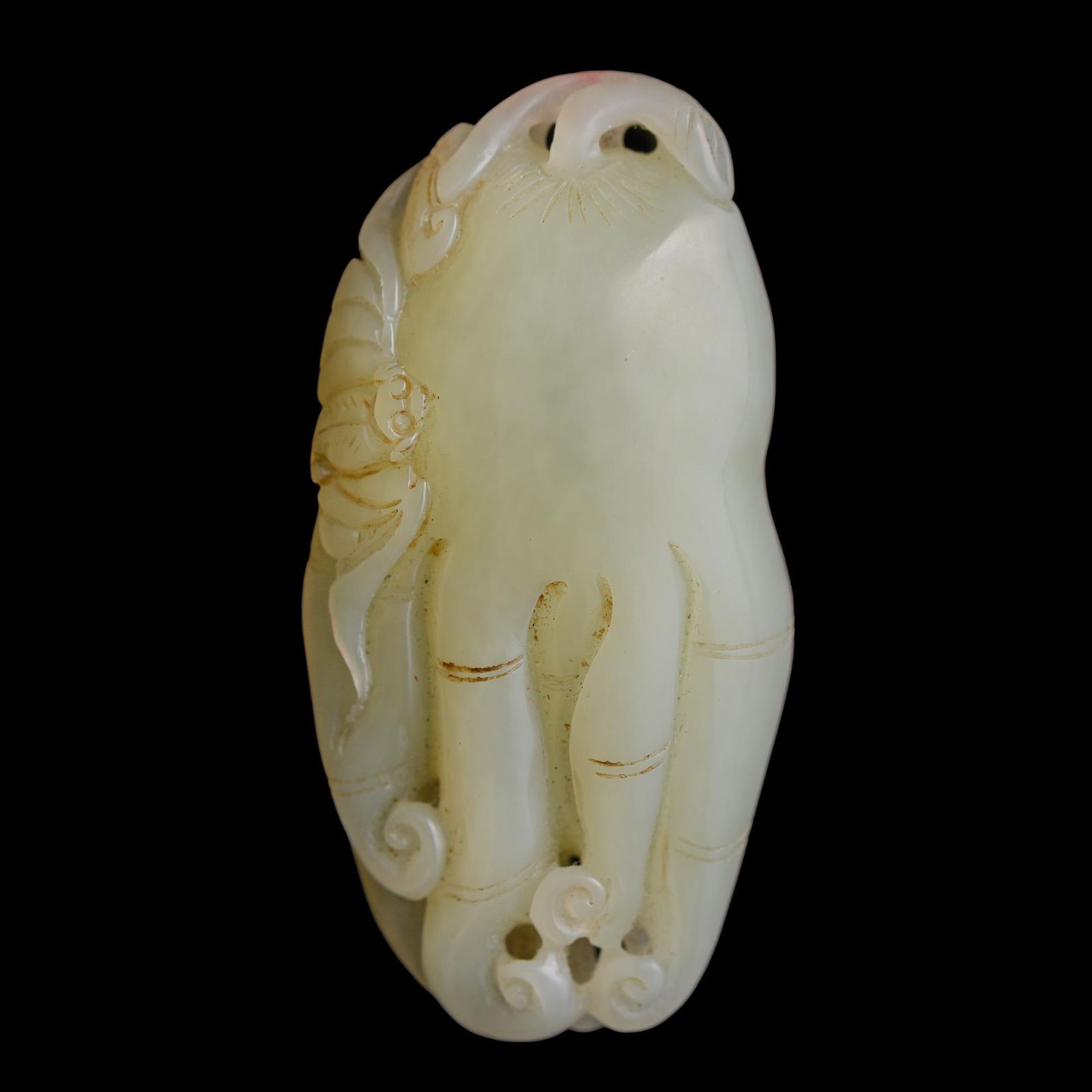A Chinese archaistic jade Buddha's hand pendant: A Chinese archaistic jade Buddha's hand pendant, Size: 2.6"
