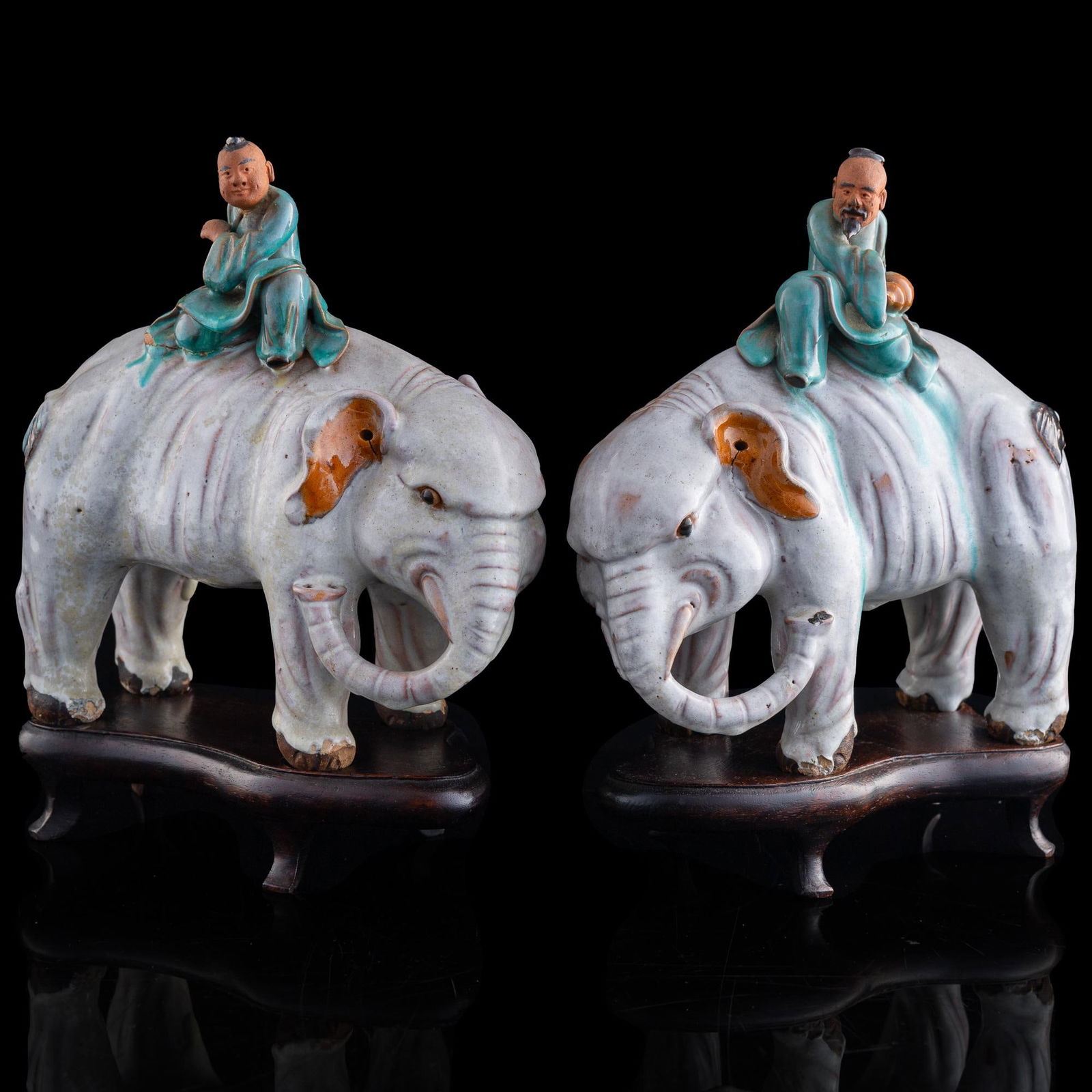 A pair of Chinese Elephants, Republic period: A pair of Chinese Elephants, Republic period, Size: 8.5" x 8"