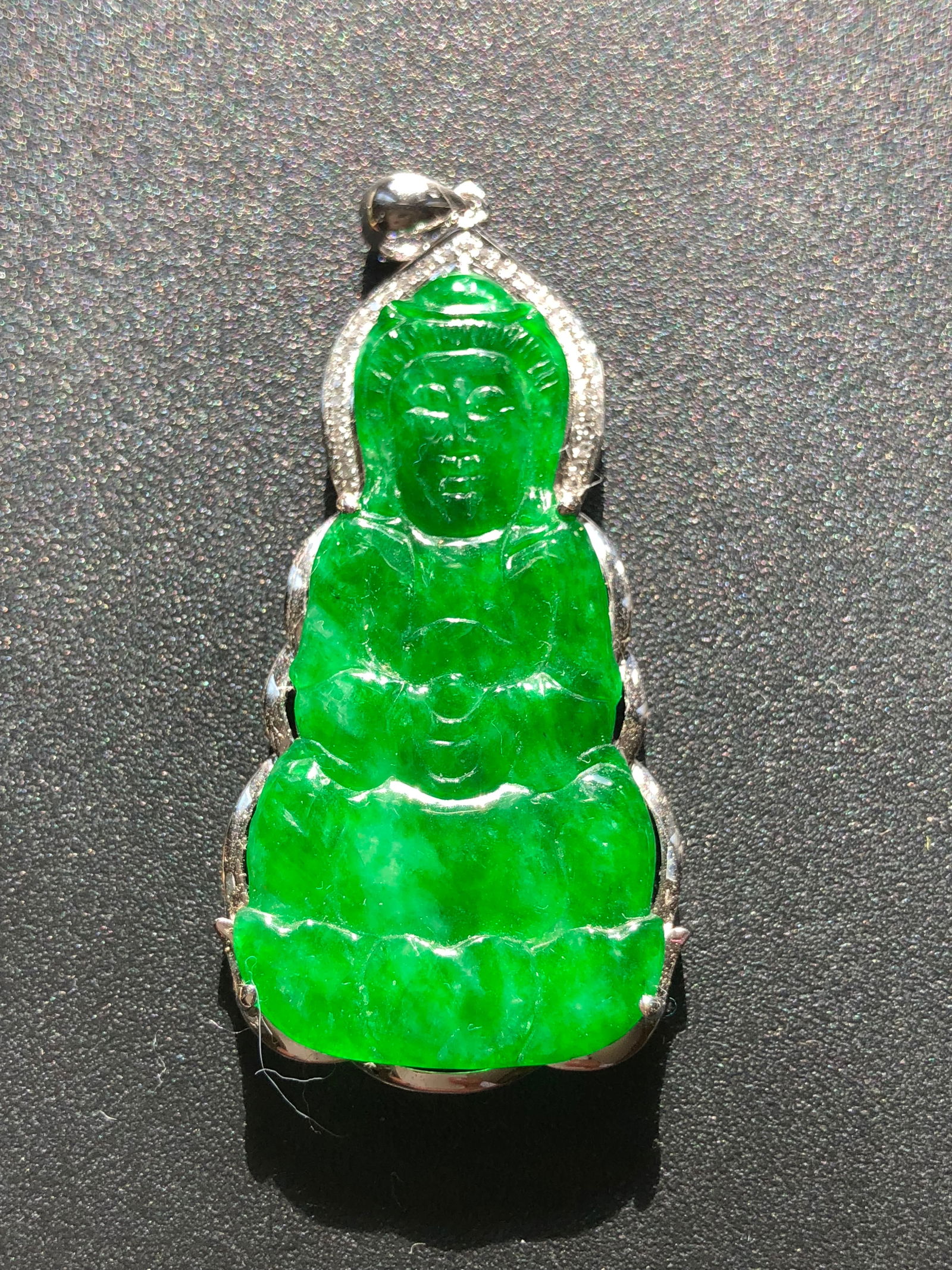 18K Gold Diamond Natural Jadeite Pendant (1 of 1)