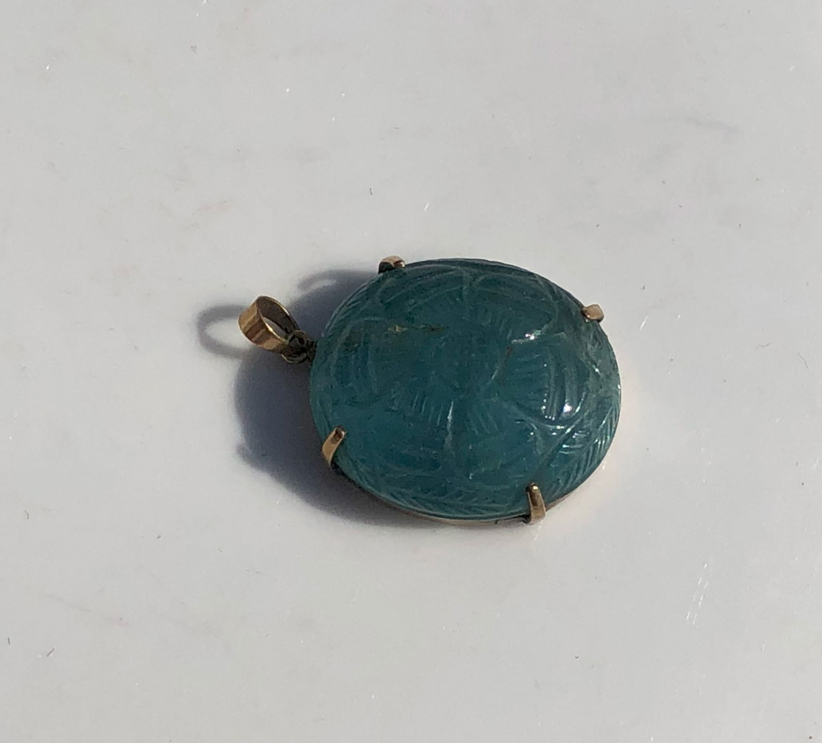 14K Gold Tourmaline Pendant: 14K Gold Tourmaline Pendant, Size: 1"