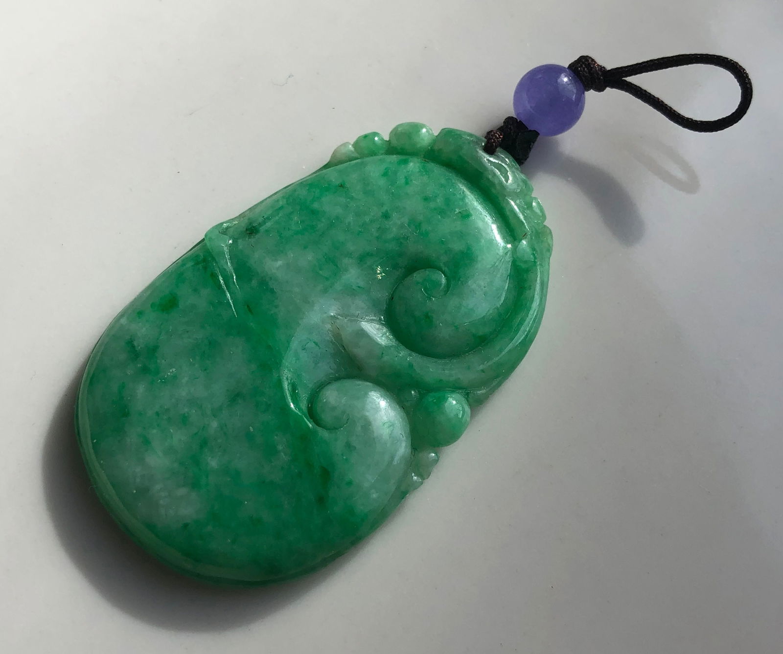 Vintage Green Jadeite Ruyi Pendant (1 of 3)