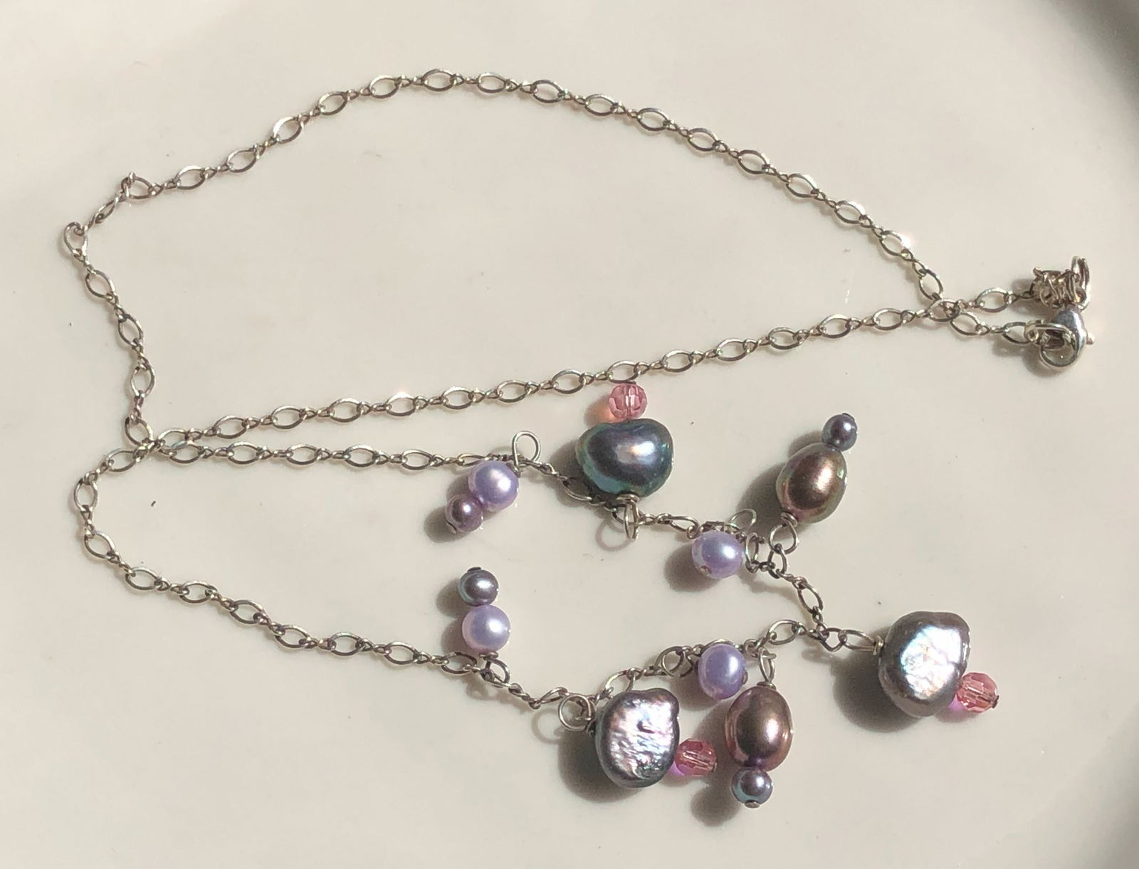 Vintage Silver Pearl Necklace: Vintage Silver Pearl Necklace
