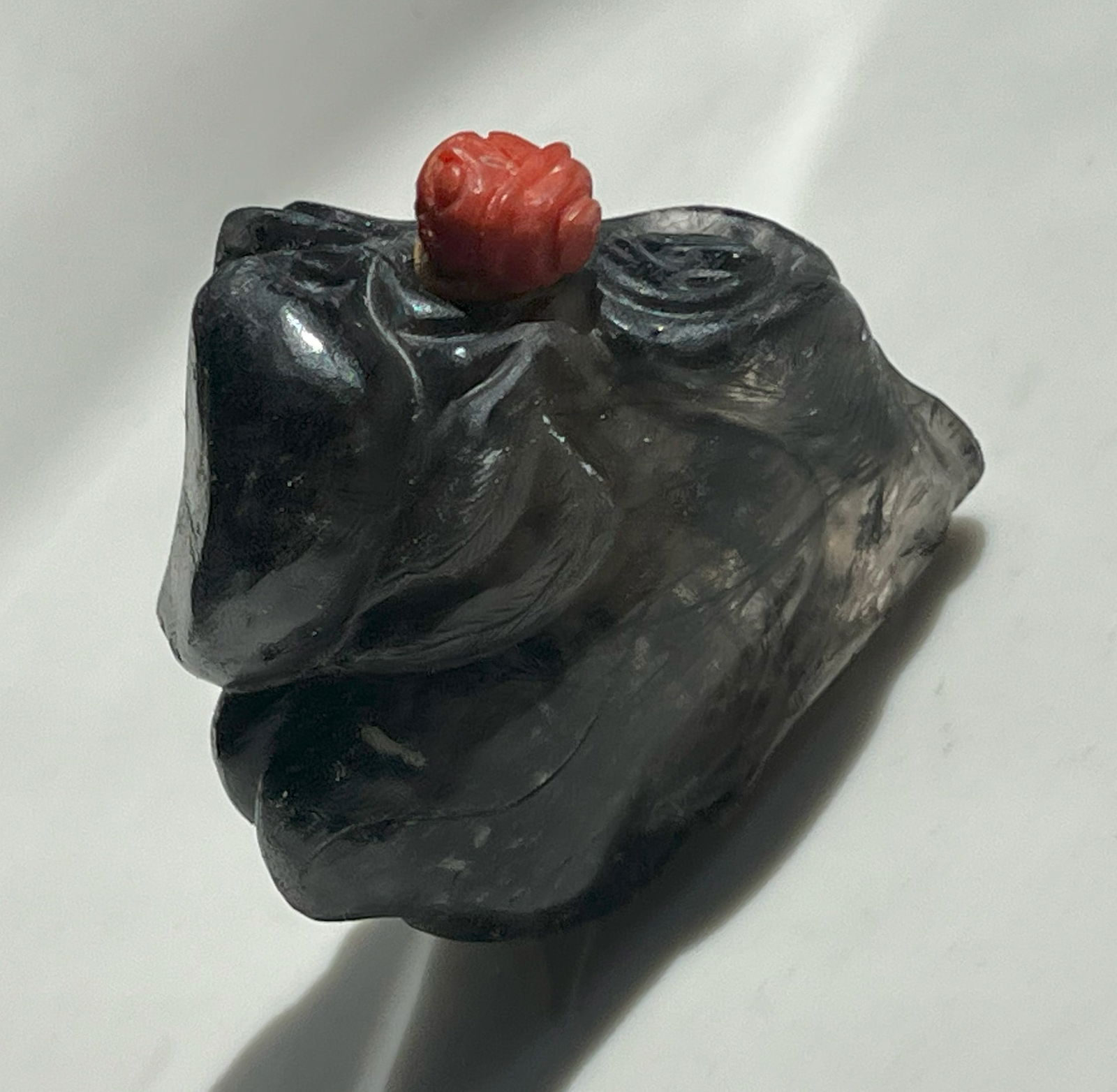 Antique Crystal Snuff bottle with Coral top: Antique Crystal Snuff bottle with Coral top