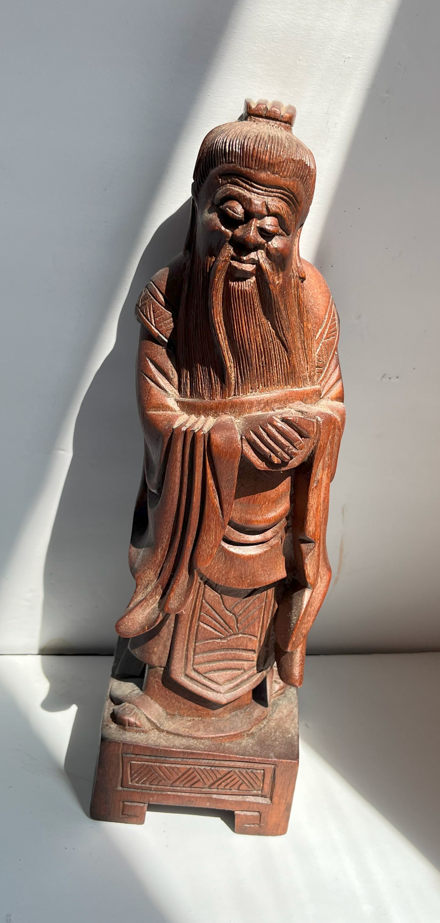 Antique Carved Wood Statue: Antique Carved Wood Statue, H: 12"