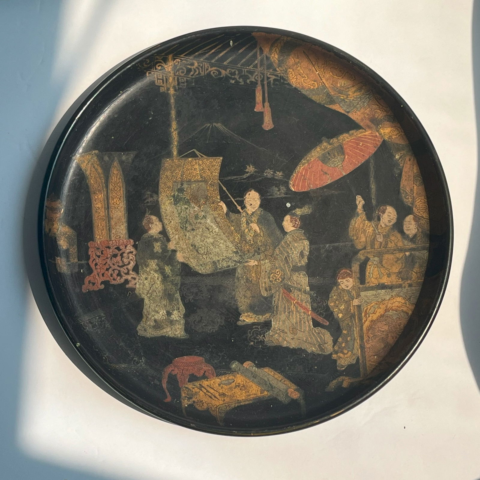 Antique Japanese Lacquer Plate: Antique Japanese Lacquer Plate, Diameter: 10"