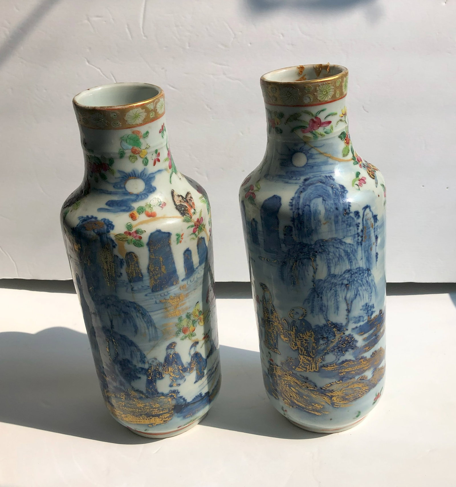 Pair of Antique Vases: Pair of Antique Vases, H: 14"
