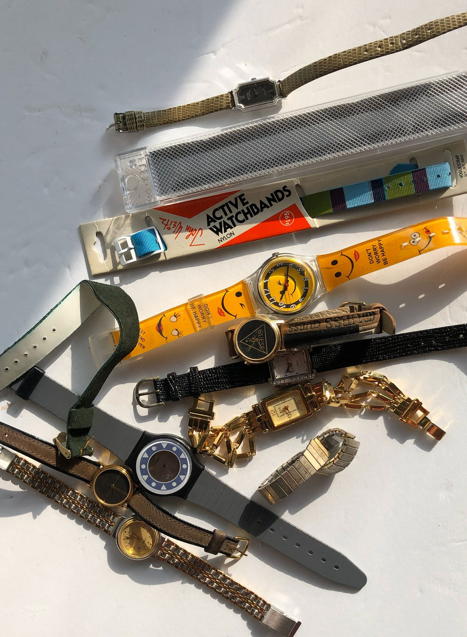 Group of belts and watches: Group of belts and watches
