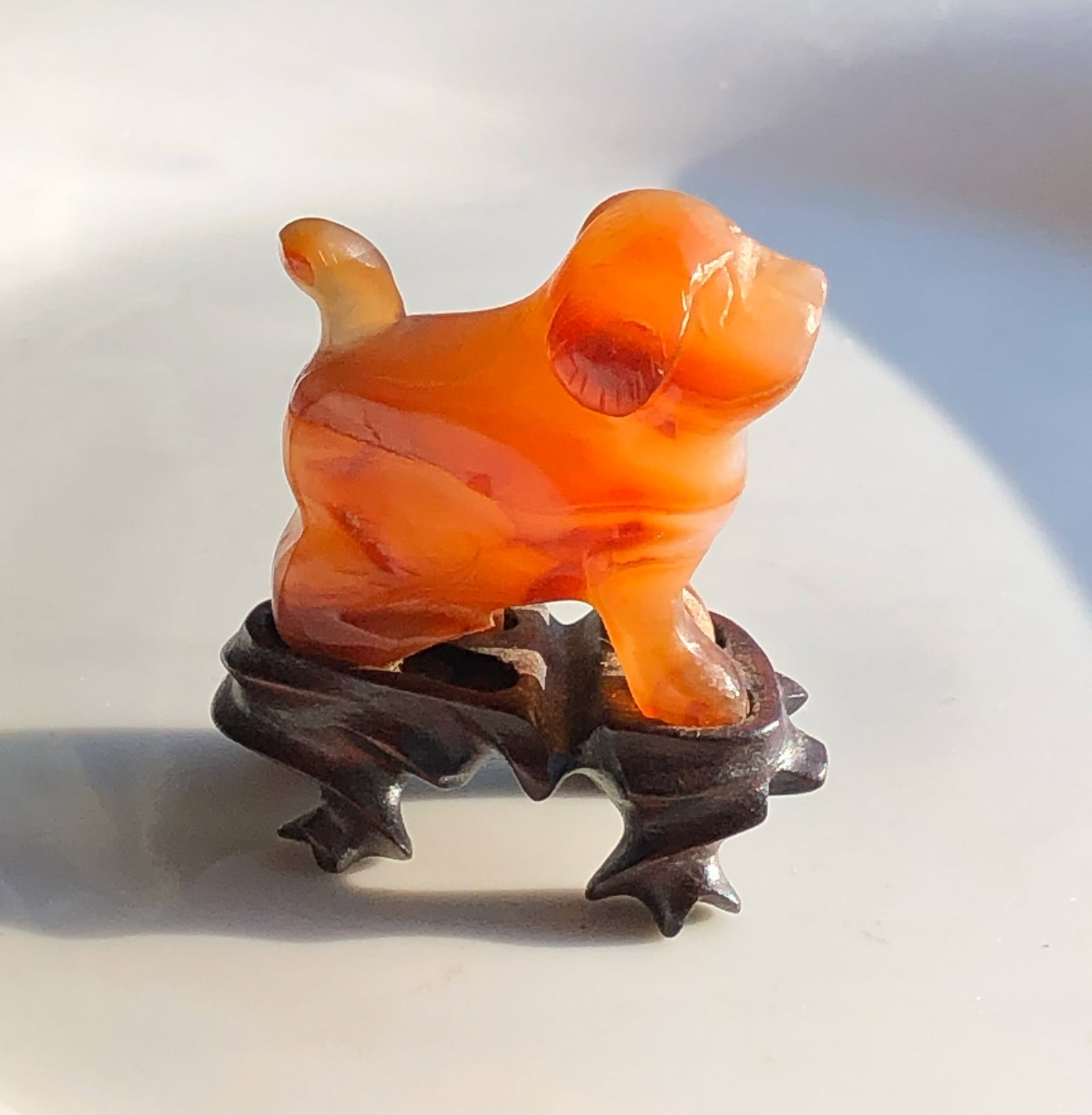 Antique Carnelian Dog with Stand (1 of 4)