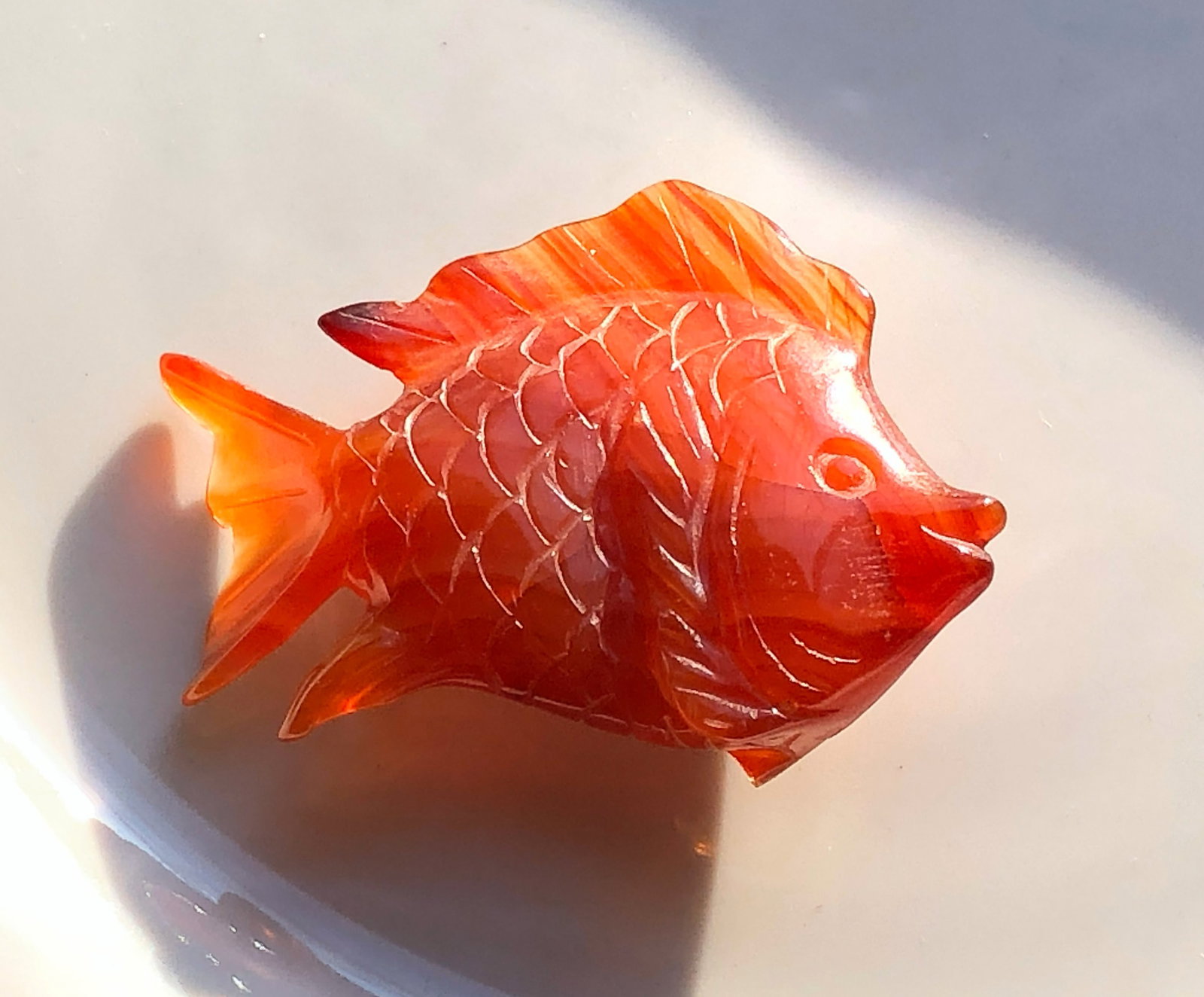 Vintage Carnelian Fish Statue: Vintage Carnelian Fish Statue, Size: 2.25"