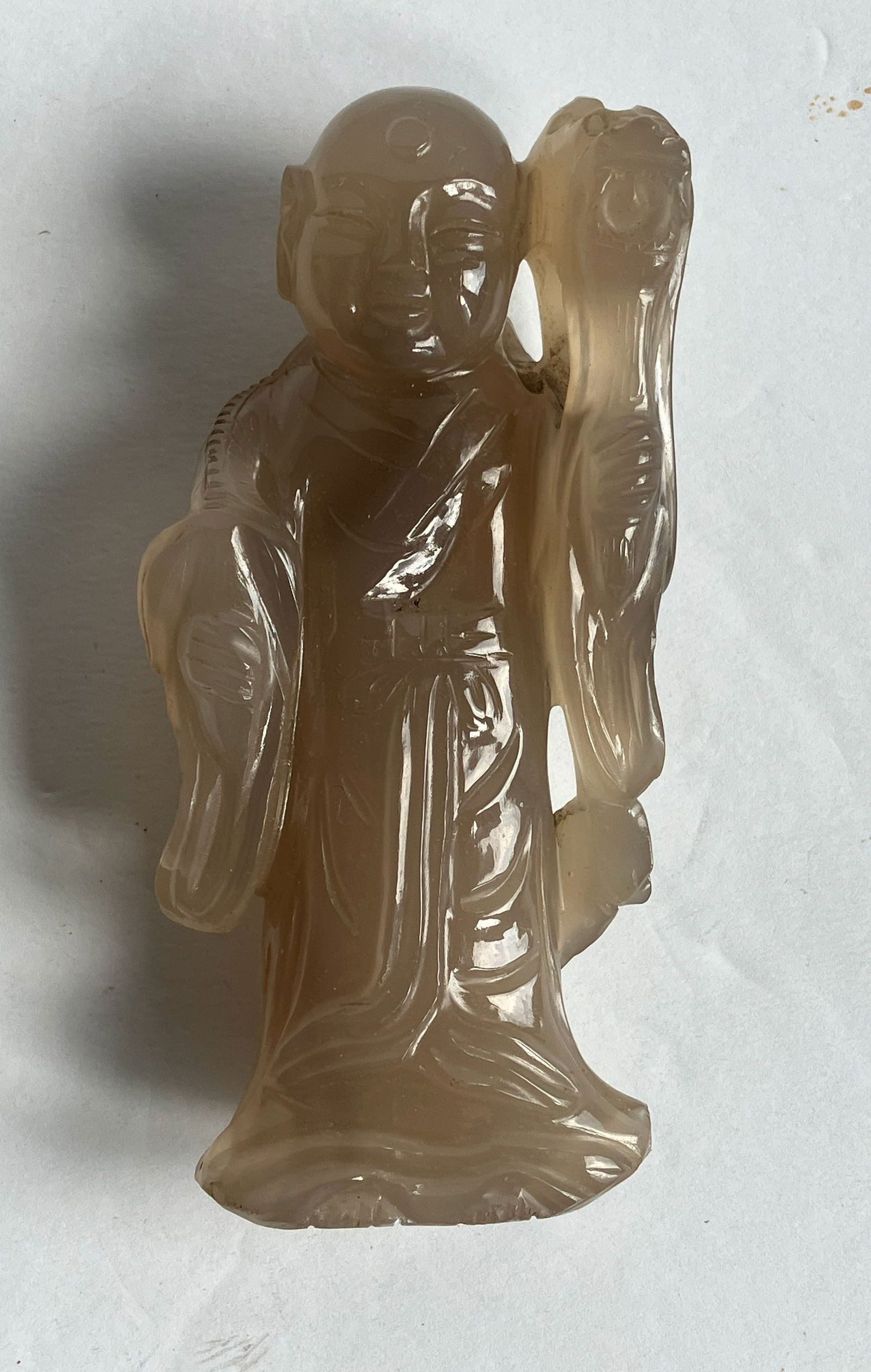 Antique Carved Agate Statue: Antique Carved Agate Statue, H: 4"