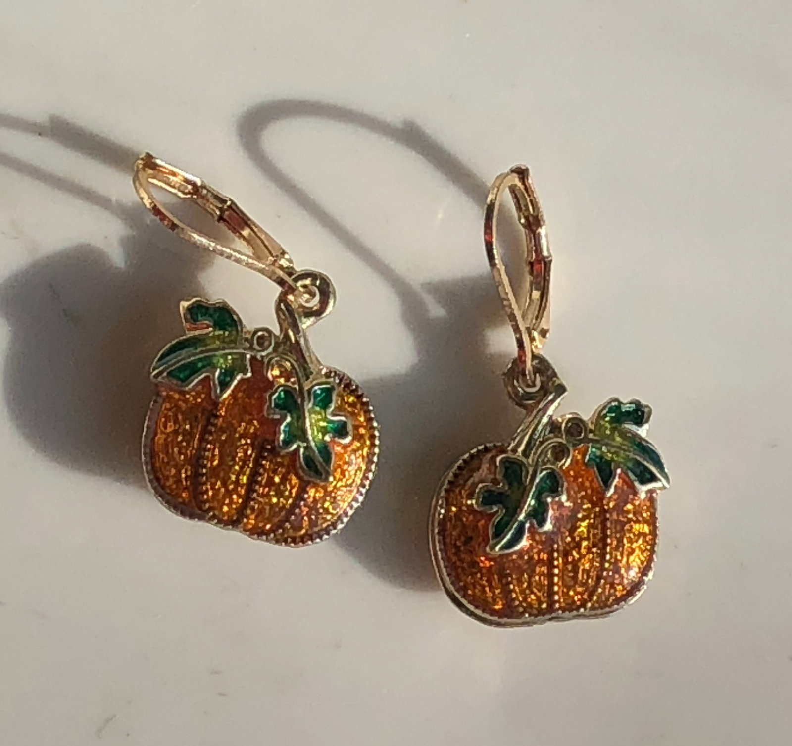 Pair of pumpin Enamel Earrings (1 of 2)
