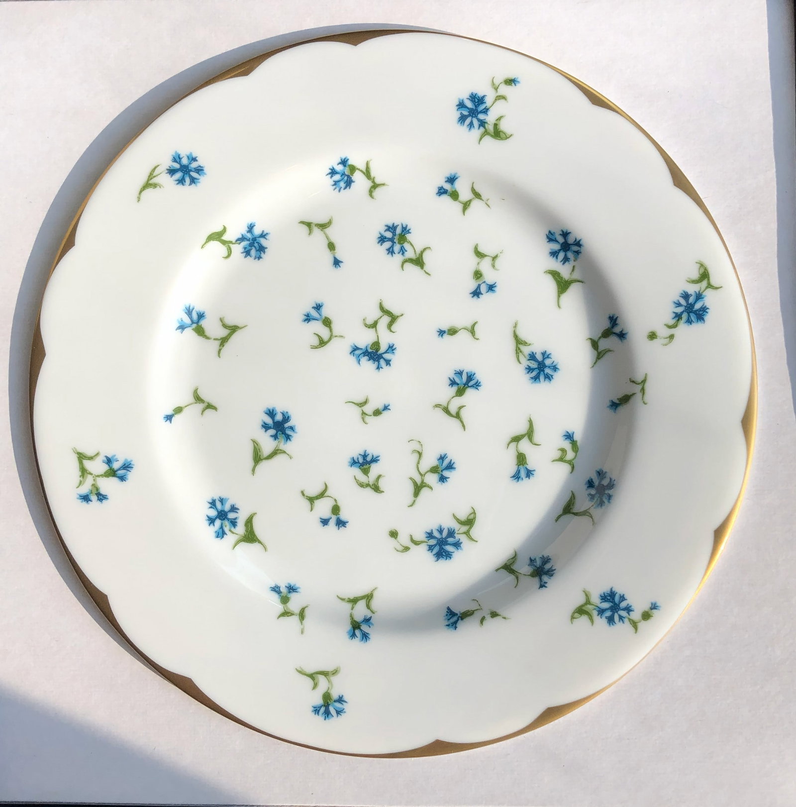 White house Desert Plate: A beautifully designed Whitehouse decorative plate with floral patterns and gold accents.