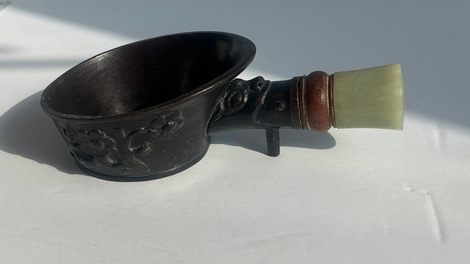 Antique Iron with Jade Handel: Antique Iron with Jade Handel, Size: 5"