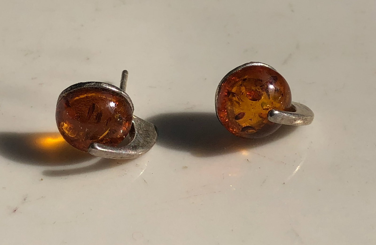 Pair of Amber Silver Earrings (1 of 3)