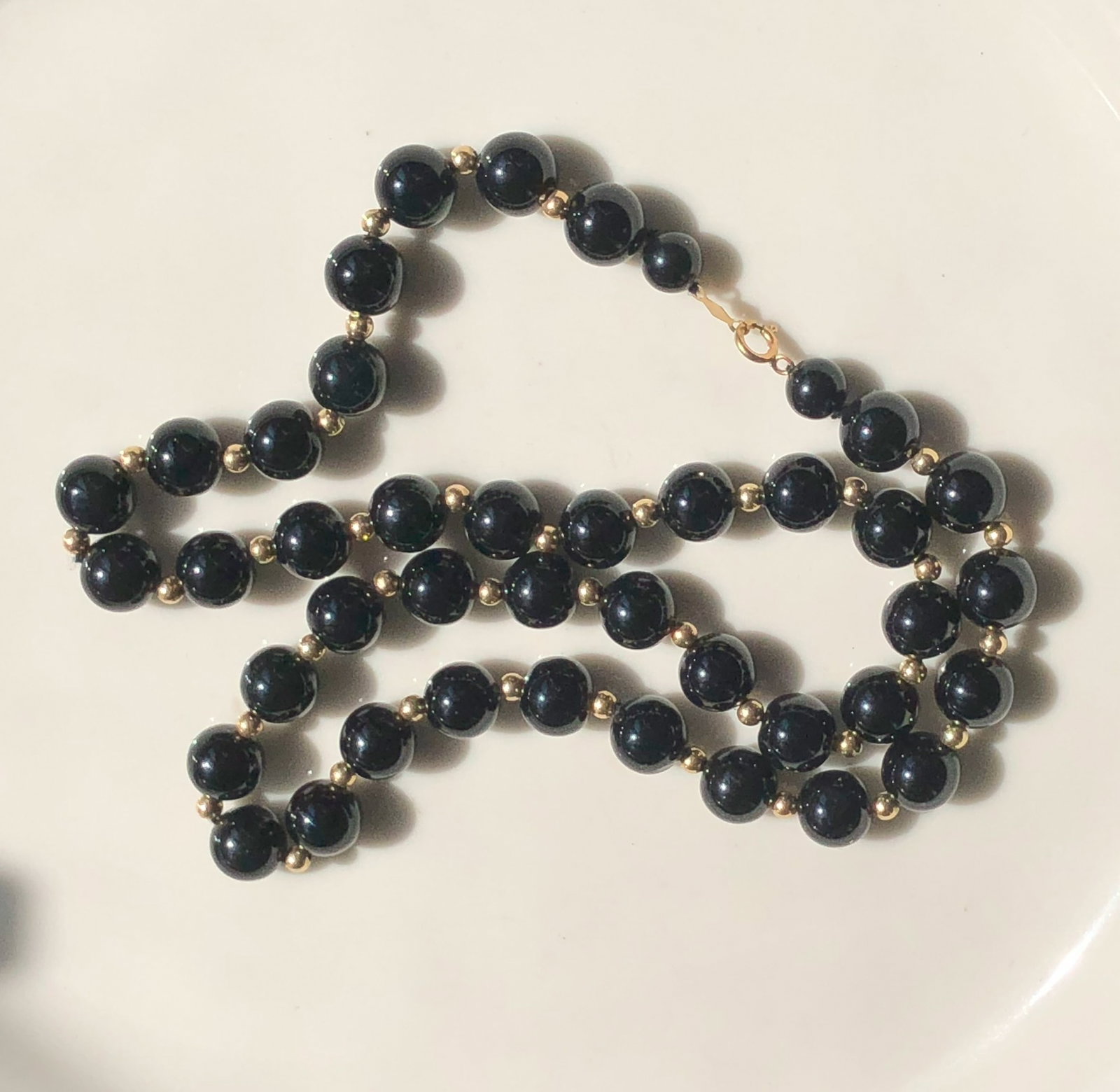 14K Gold Bead Necklace: 14K Gold Bead Necklace