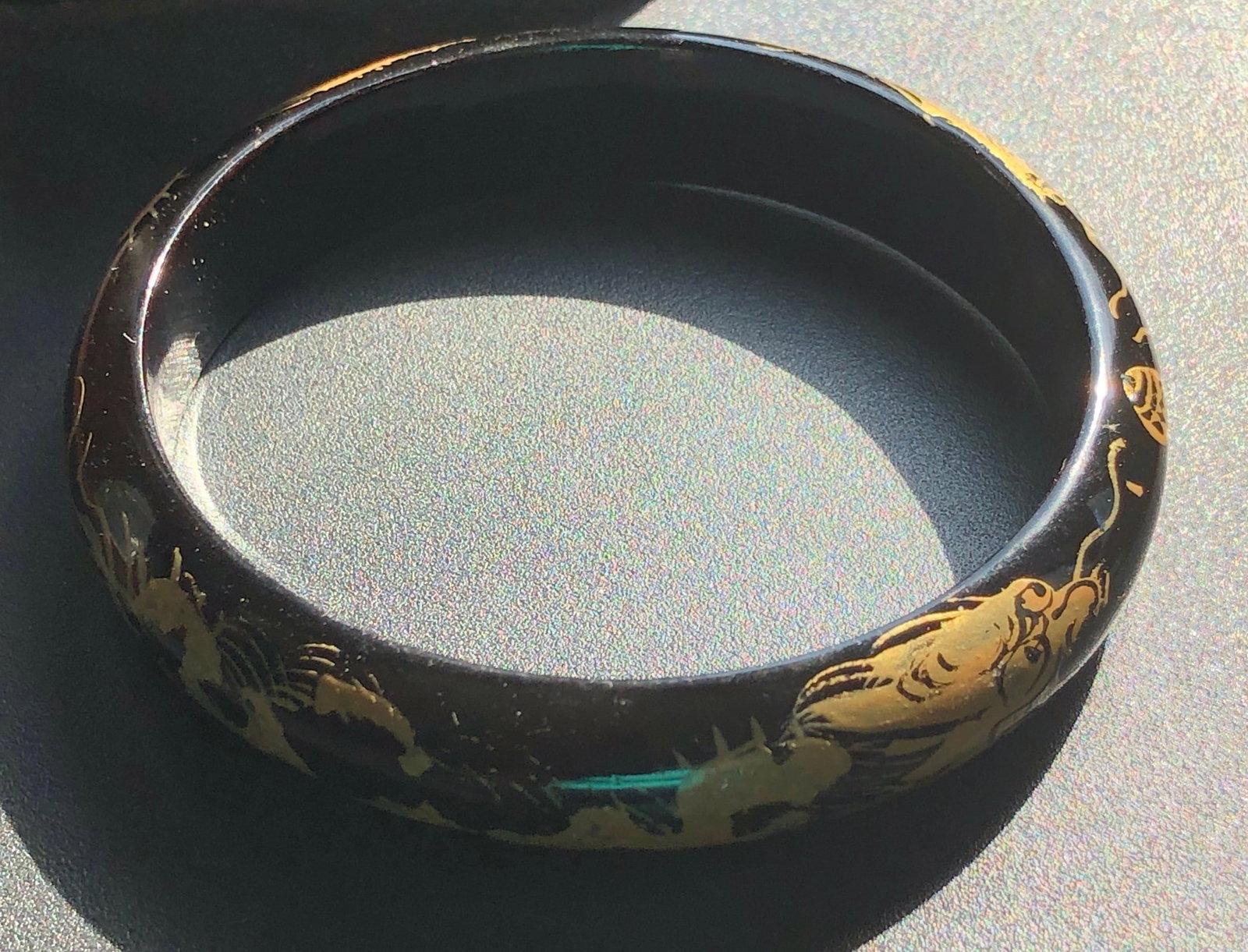 Vintage Black Lacquer Dragon Bracelet (1 of 7)