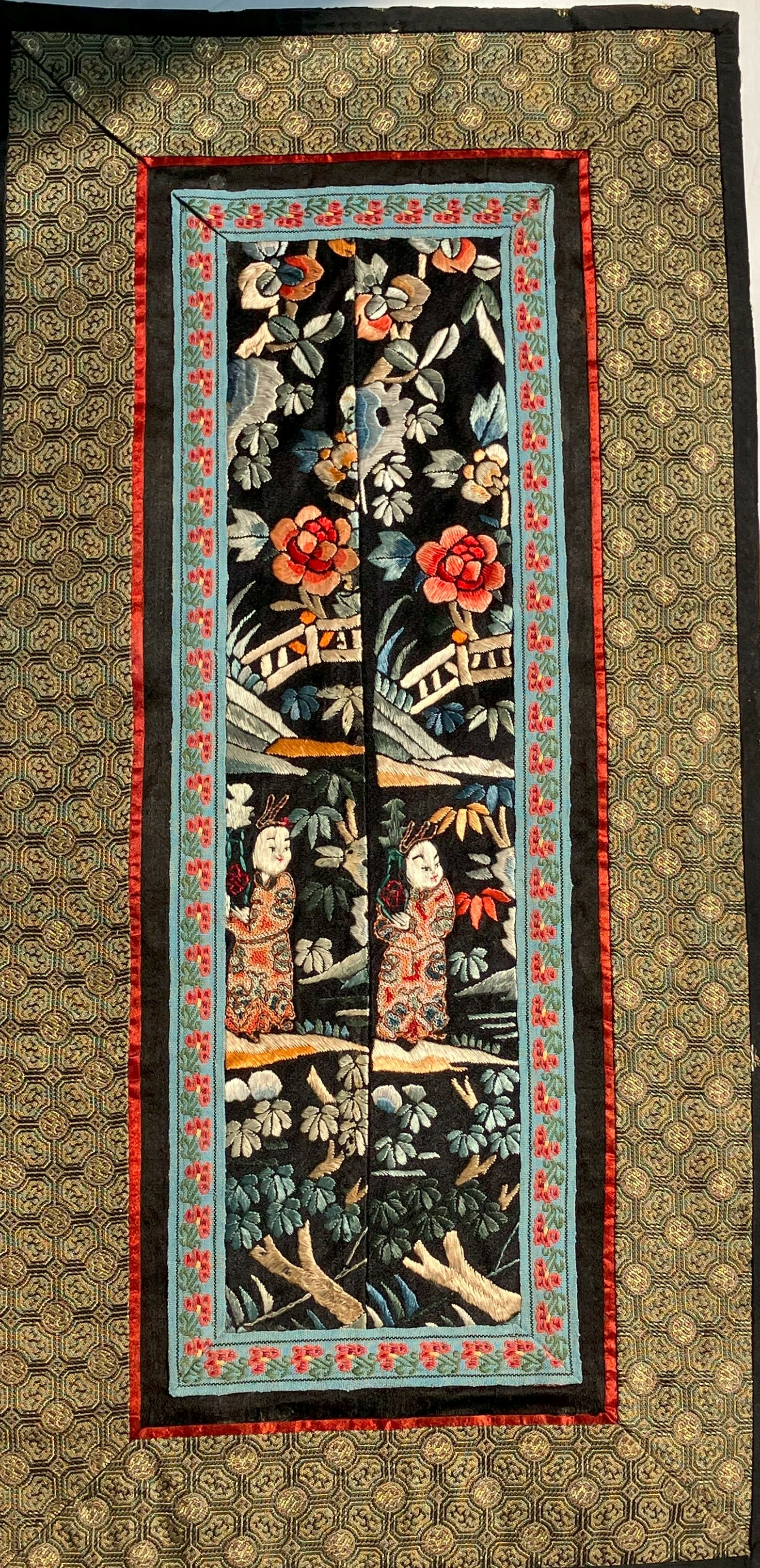 Vintage Embroidery Panel: Vintage Embroidery Panel, Size: 17" x 8"