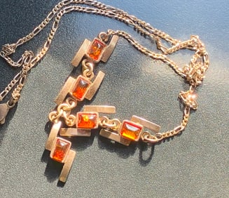 Vintage Silver Amber Necklace